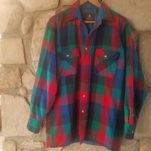 Vintage 80's  High Sierra by Mervyns  Plaid Wool Blend Flannel Shirt S…
